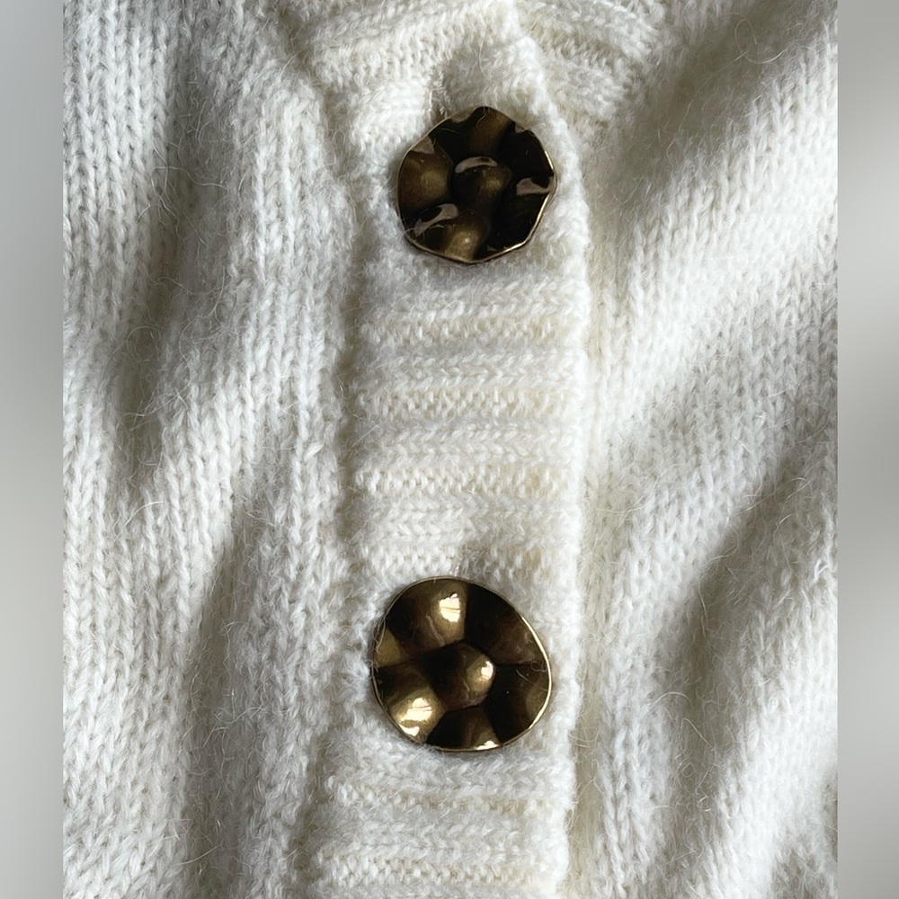 NWT FARM Rio Ribbed Goldtone-Buttoned Cardigan Size L - Picture 7 of 11